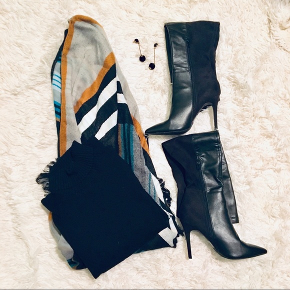 Black Leather & Suede Over-the-Knee Boots - Picture 3 of 3